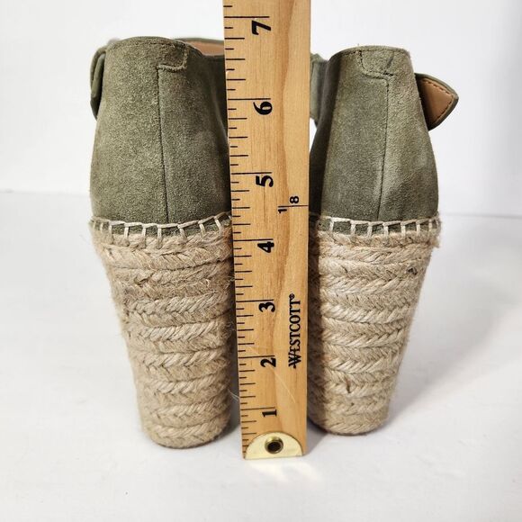 Marc Fisher Adalyn Espadrille Leather Wedge Platform Olive Green Suede Size 8.5 - Picture 12 of 14